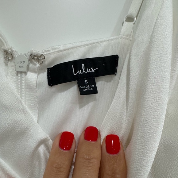 Lulus Likely Lover Ivory Satin Asymmetrical Cowl Neck Romper - Picture 7 of 7